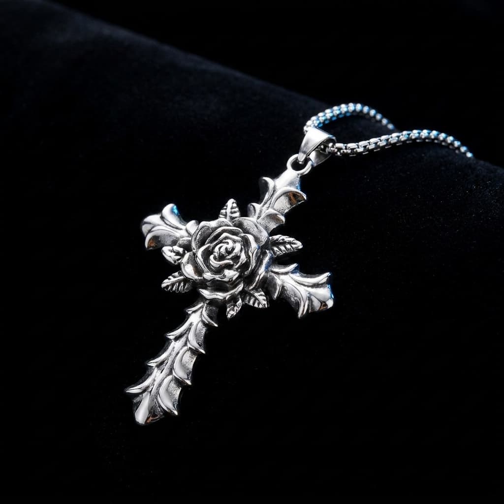 ROSE CROSS PENDANT